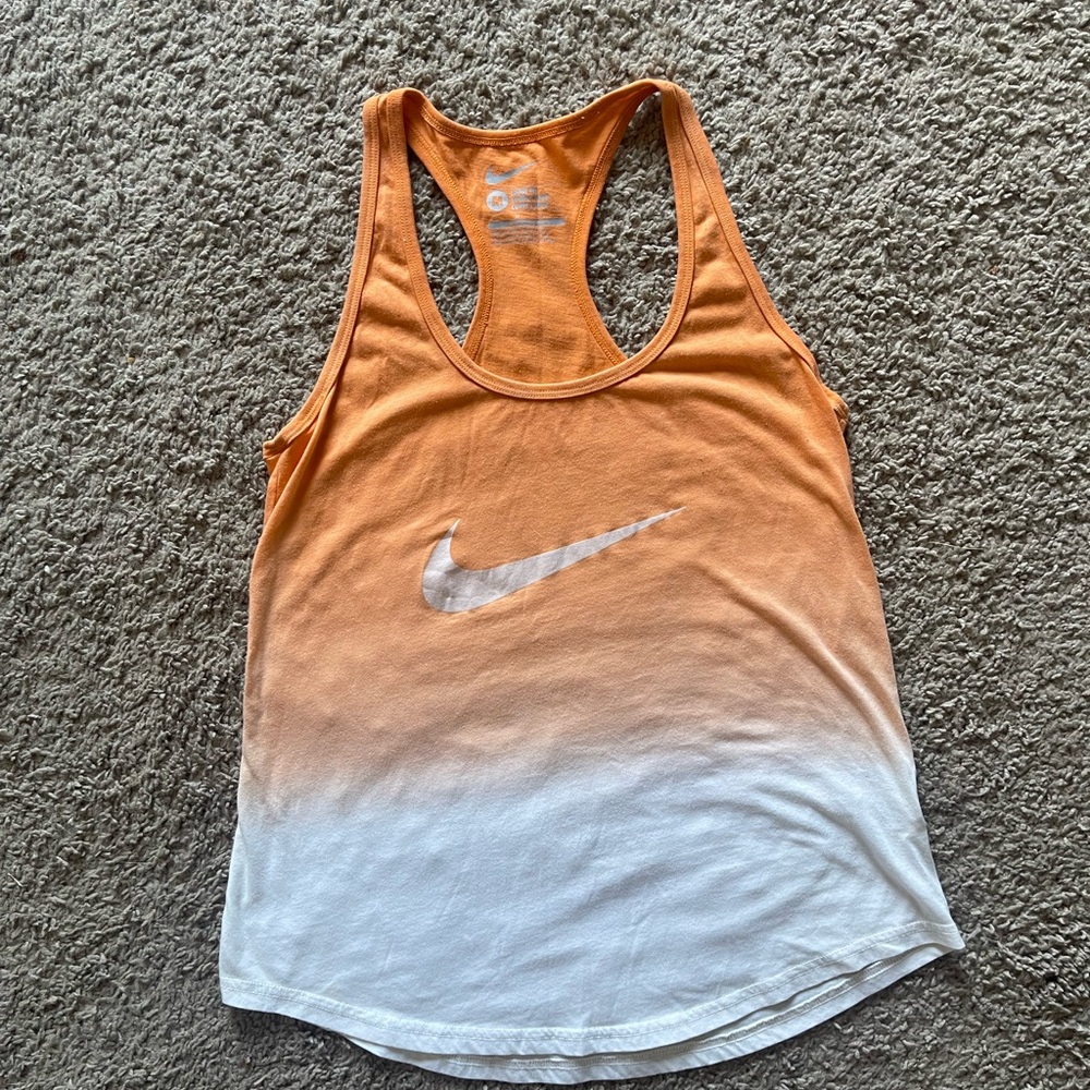 Nike Orange to White Ombre Racerback Tank Top